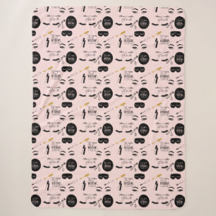 Blush Roze Zwart Goud Wimpers Glam Sherpa Deken