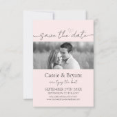 Blush Roze & Zwart Modern Script Save the Date (Voorkant)
