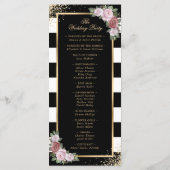 Blush Roze Zwart Wit Goud Bloemen Huwelijk Programma (Achterkant)