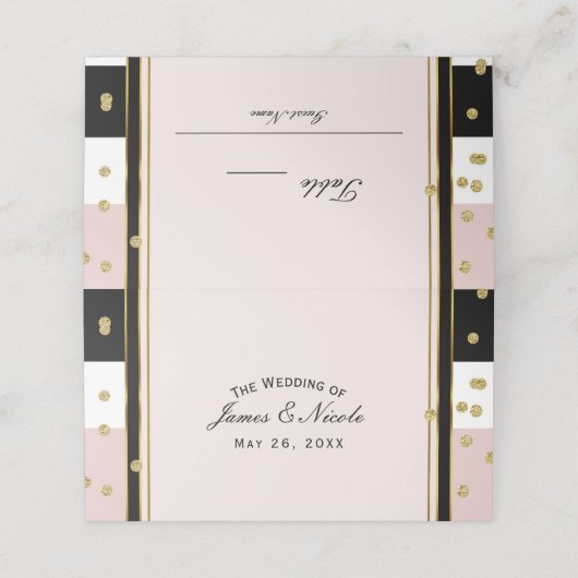 Blush Roze Zwart Wit & Goud Tafel Nummer Plaats (Buitenkant ongevouwen)