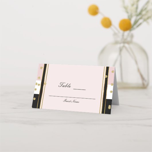 Blush Roze Zwart Wit & Goud Tafel Nummer Plaats (Achterkant)