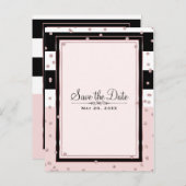 Blush Roze Zwart Wit Roos Goud Save the Date Aankondigingskaart (Voorkant / Achterkant)