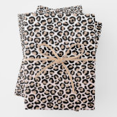 Blush roze zwarte crème-leopardafdruk         inpakpapier vel (In situ)