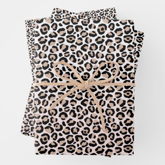 Blush roze zwarte crème-leopardafdruk         inpakpapier vel (In situ)