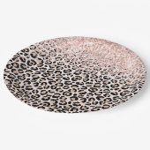 Blush roze zwarte glitter-leopardprinter papieren bordje (Gekanteld)