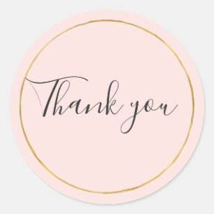 Blush roze zwarte gouden cirkel Dank u wel Ronde Sticker