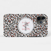 Blush roze zwarte leopard printMonogram      Case-Mate iPhone Case (Achterkant (horizontaal))