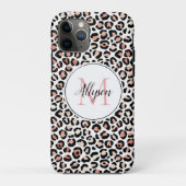 Blush roze zwarte leopard printMonogram      Case-Mate iPhone Case (Achterkant)