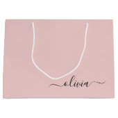 Blush roze zwarte moderne meisjesmonogram groot cadeauzakje (Voorkant)