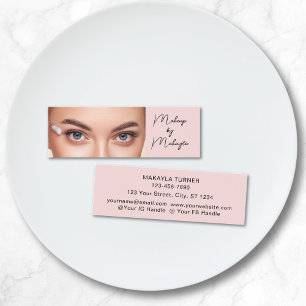 Blush Roze Zwarte Script Foto Make-up  Mini Visitekaartje