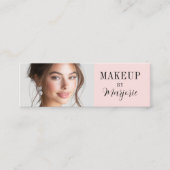 Blush Roze Zwarte Script Foto QR Code Make-up Mini Visitekaartje (Voorkant)