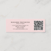 Blush Roze Zwarte Script Foto QR Code Make-up Mini Visitekaartje (Achterkant)