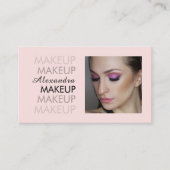 Blush Roze Zwarte Script Foto Qr Code Make-up Visitekaartje (Voorkant)