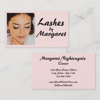 Blush Roze Zwarte Script Foto Wimpers Make-up Visitekaartje