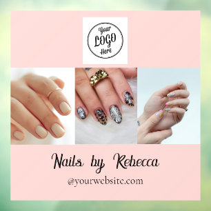 Blush Roze Zwarte Script Logo Foto Nagelstudio Raamsticker