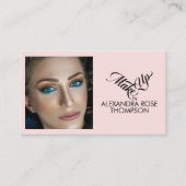 Blush Roze Zwarte Script Qr Code Social Icon Make- Visitekaartje (Voorkant)