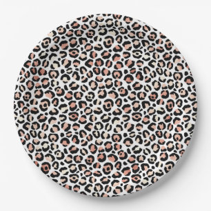 Blush roze zwarte witte luipaard print Napkins Papieren Bordje