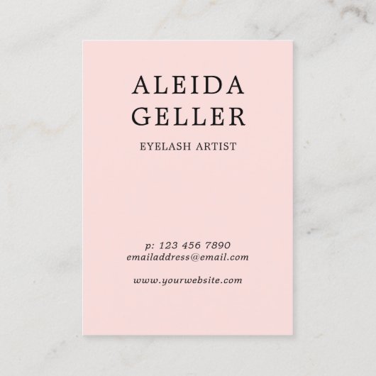 Blush Roze Zwervel Script Lash Artist Nazorg Visitekaartje (Achterkant)