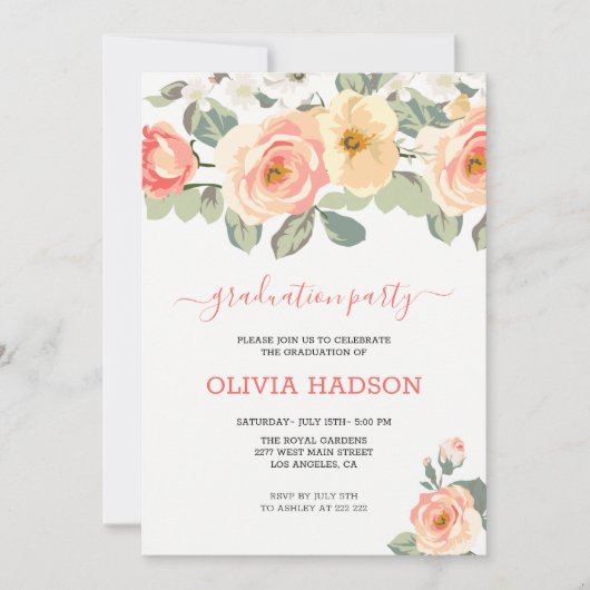 Blush Rozen Afstuderen Kaart (Voorkant)