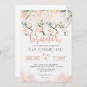 Blush Rozen Baby Brunch Invitation Kaart (Voorkant / Achterkant)