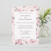 Blush Rozen Bloemen & Bogen Trouwen Kaart (Staand voorkant)