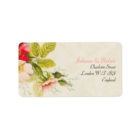  Blush Rozen Boeket Bloemen Bruiloft Etiket (Voorkant)