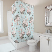 Blush Rozen Boeketten Rococo Garden Douchegordijn (In situ)