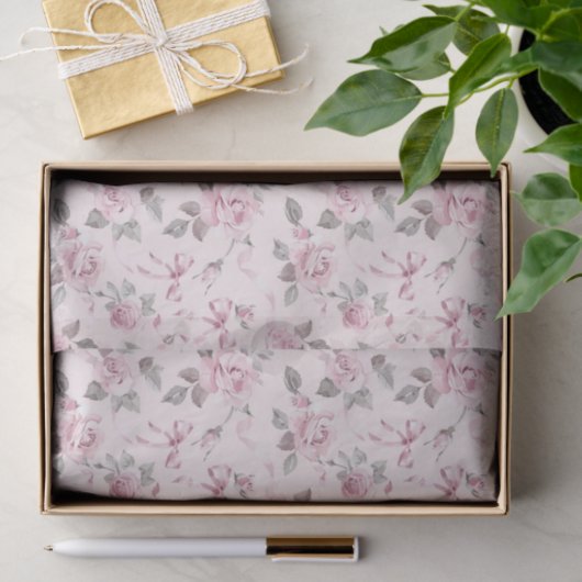  Blush Rozen & Bogen Bloemen Huwelijk Tissuepapier (Geschenk)