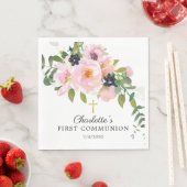 Blush Rozen en pinda's First Communie Servet (Insitu)