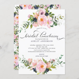 Blush Rozen en pony's Bridal Luncheon Kaart