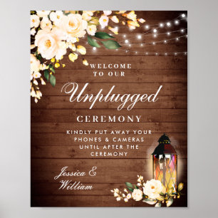 Blush Rozen Floral Unplugged Wedding Ceremony Poster