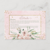 Blush Rozen & gouden accenten Bruiloft Details Informatiekaartje (Voorkant)