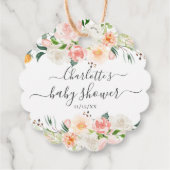Blush Rozen & Pioenen Baby shower Favor Gift Label (Achterkant)