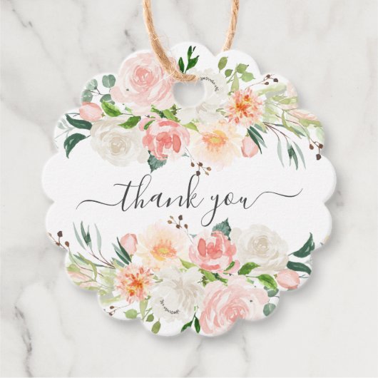 Blush Rozen & Pioenen Baby shower Favor Gift Label (Voorkant)