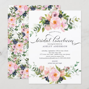Blush Rozen & pioenen bruidslunch Kaart