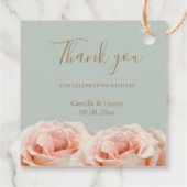 Blush Rozen Sage Gold Elegant Dank je bruiloft Bedankjes Labels (Achterkant)