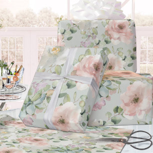 Blush Rozen Succulans Sage Eucalyptus Wedding Cadeaupapier