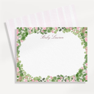 Blush Rozen Tuin Baby Shower Notitiekaart Kaart