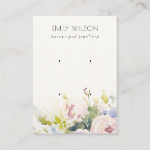 Blush Rozen Waterverf Floral 2 Oorbel Display Visitekaartje