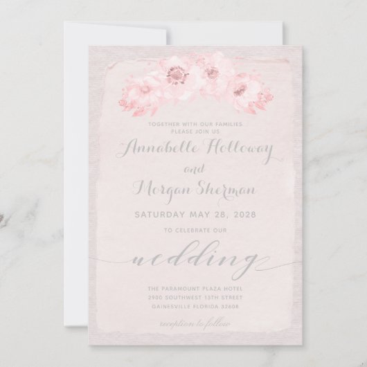 Blush Rustic Calligraphy Wedding Kaart (Voorkant)