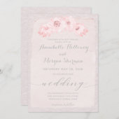 Blush Rustic Calligraphy Wedding Kaart (Voorkant / Achterkant)