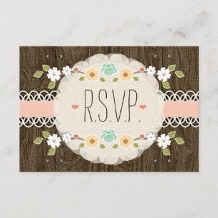 BLUSH RUSTIC FLORAL BOHO WEDDING RSVP-KAART RSVP KAARTJE