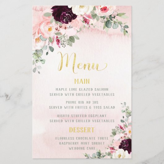 Blush Rustic Garden Wedding Menu (Voorkant)