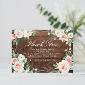 Blush Rustic Wood Floral Botanical Wedding Bedankkaart (Staand voorkant)
