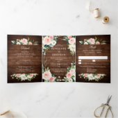 Blush Rustige houtflora Geometrische botanische Drieluik Programma (Binnen)