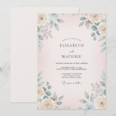 Blush Sage Bloom Bruiloft Kaart (Voorkant / Achterkant)