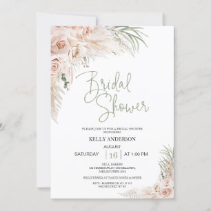 Blush Sage Boho Floral Bridal Shower Kaart