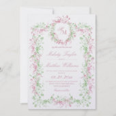 Blush & Sage Delicate French Wedding Kaart (Voorkant)