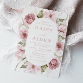 Blush & Sage Dusty Roos, Bloemen Lijst Bruiloft Kaart