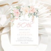 Blush & Sage Elegante Bloemen 50ste Verjaardagsfee Kaart